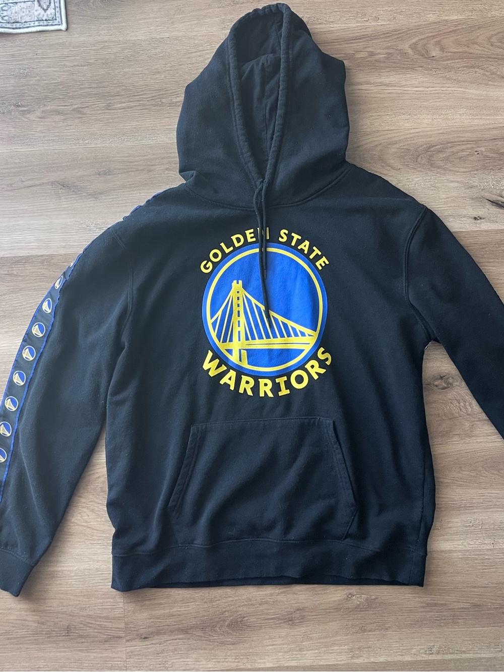 NBA Golden State Warriors Black Hoodie with Blue and Yellow Logo